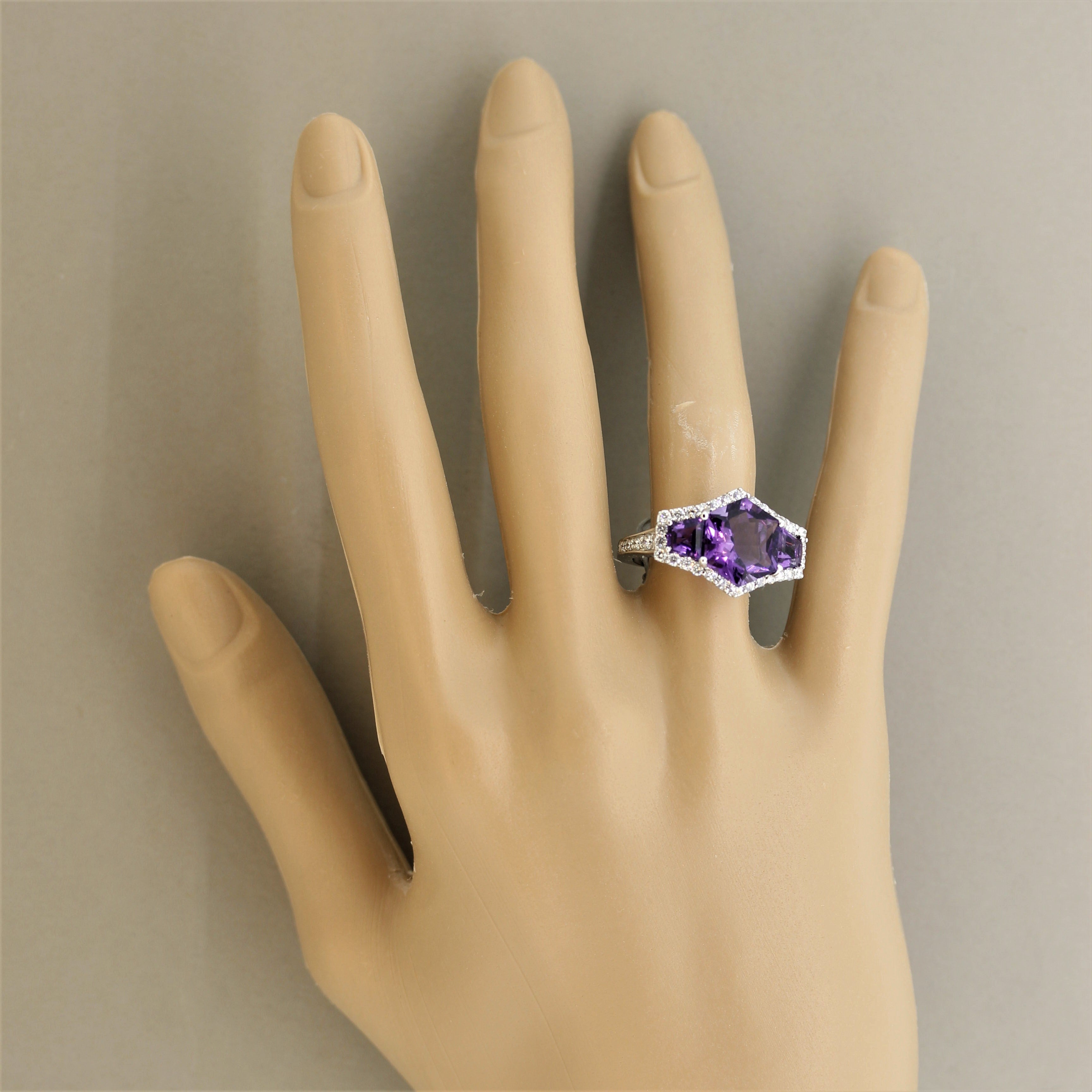 Amethyst Diamond Gold Ring