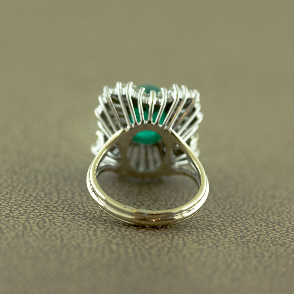 Emerald Cabochon Diamond Gold Ballerina Ring