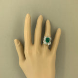 Emerald Cabochon Diamond Gold Ballerina Ring