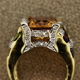 Bellarri Citrine Multi-color Gemstones Diamond Gold Ring