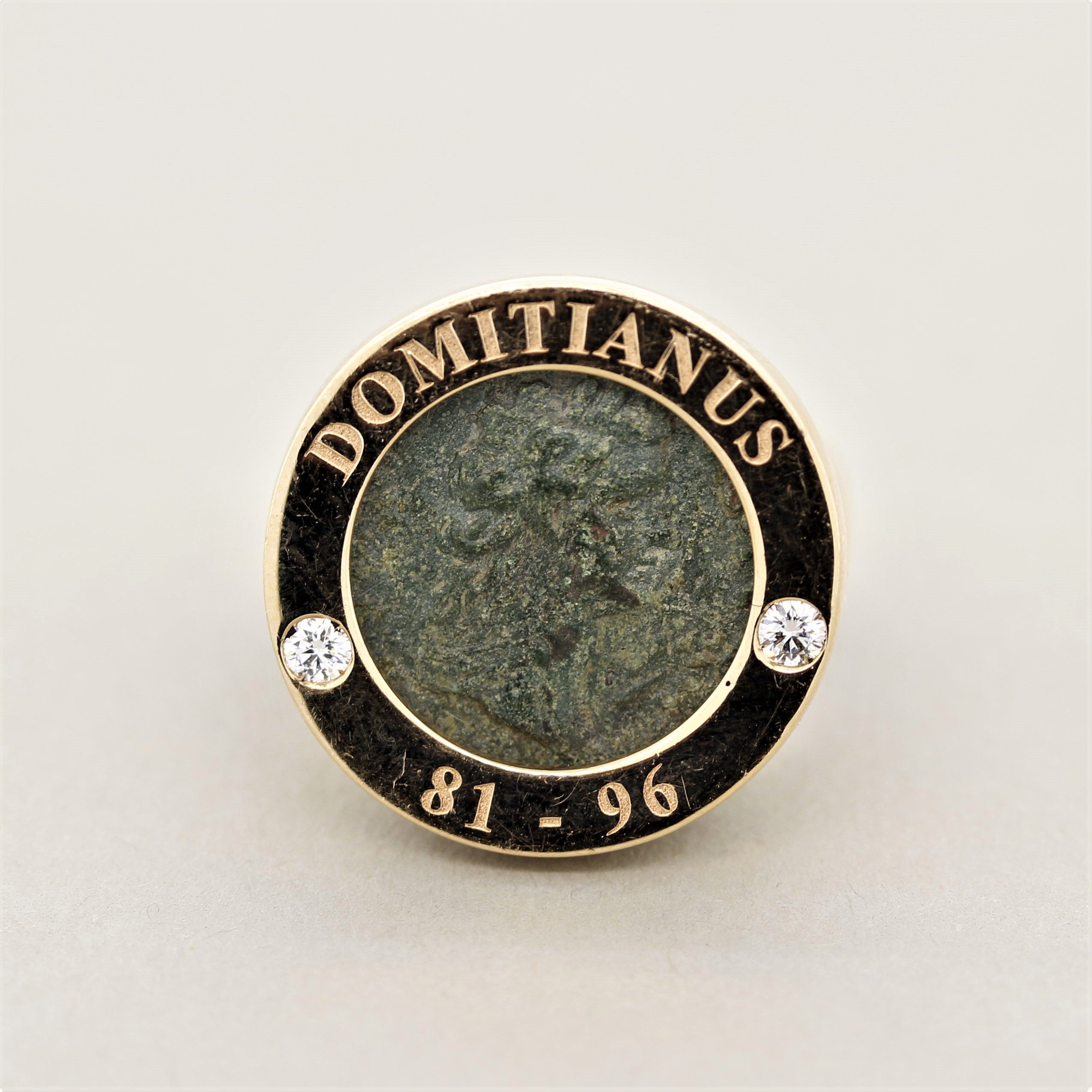 Italian Ancient Coin Diamond Gold Ring