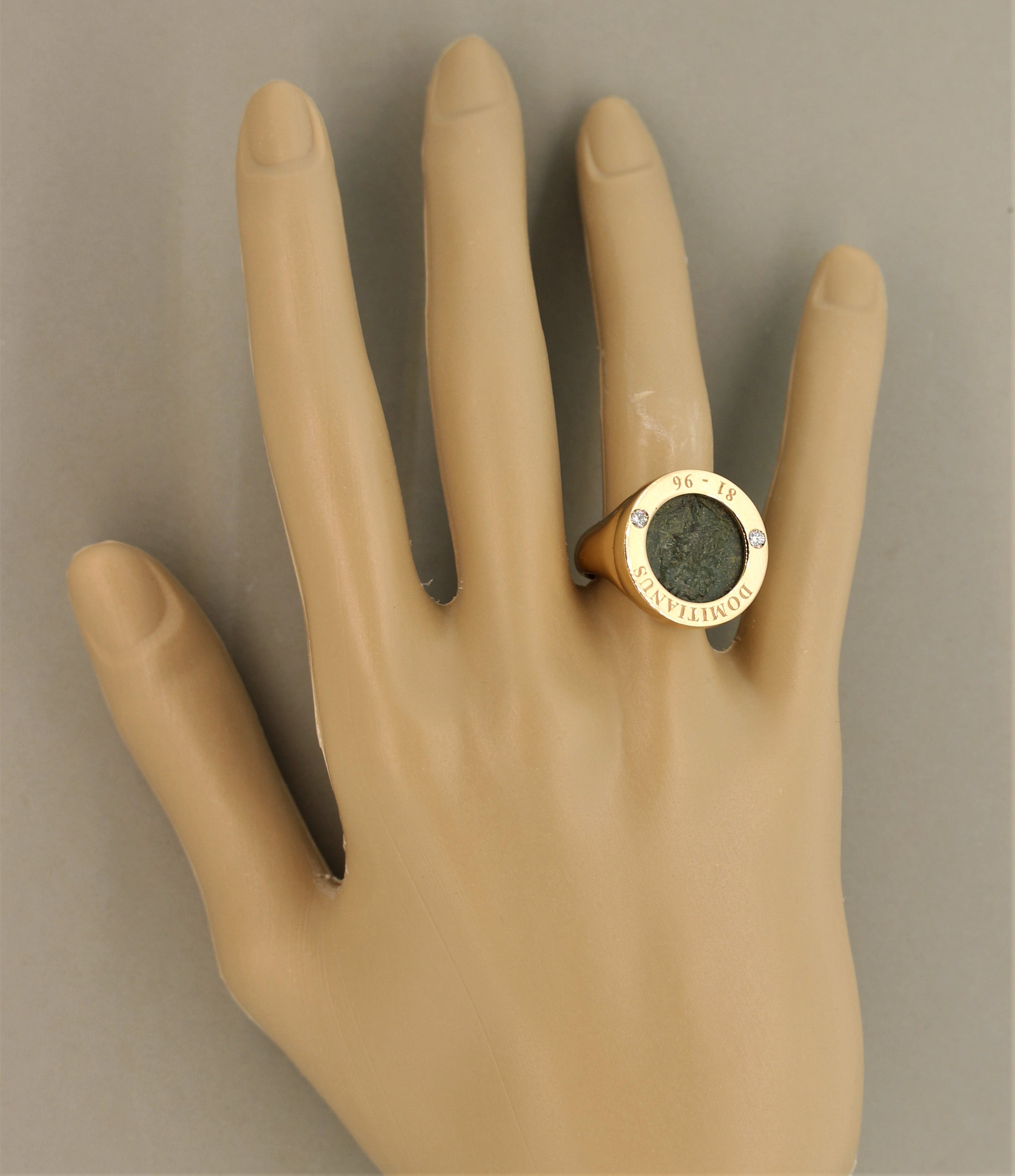 Italian Ancient Coin Diamond Gold Ring