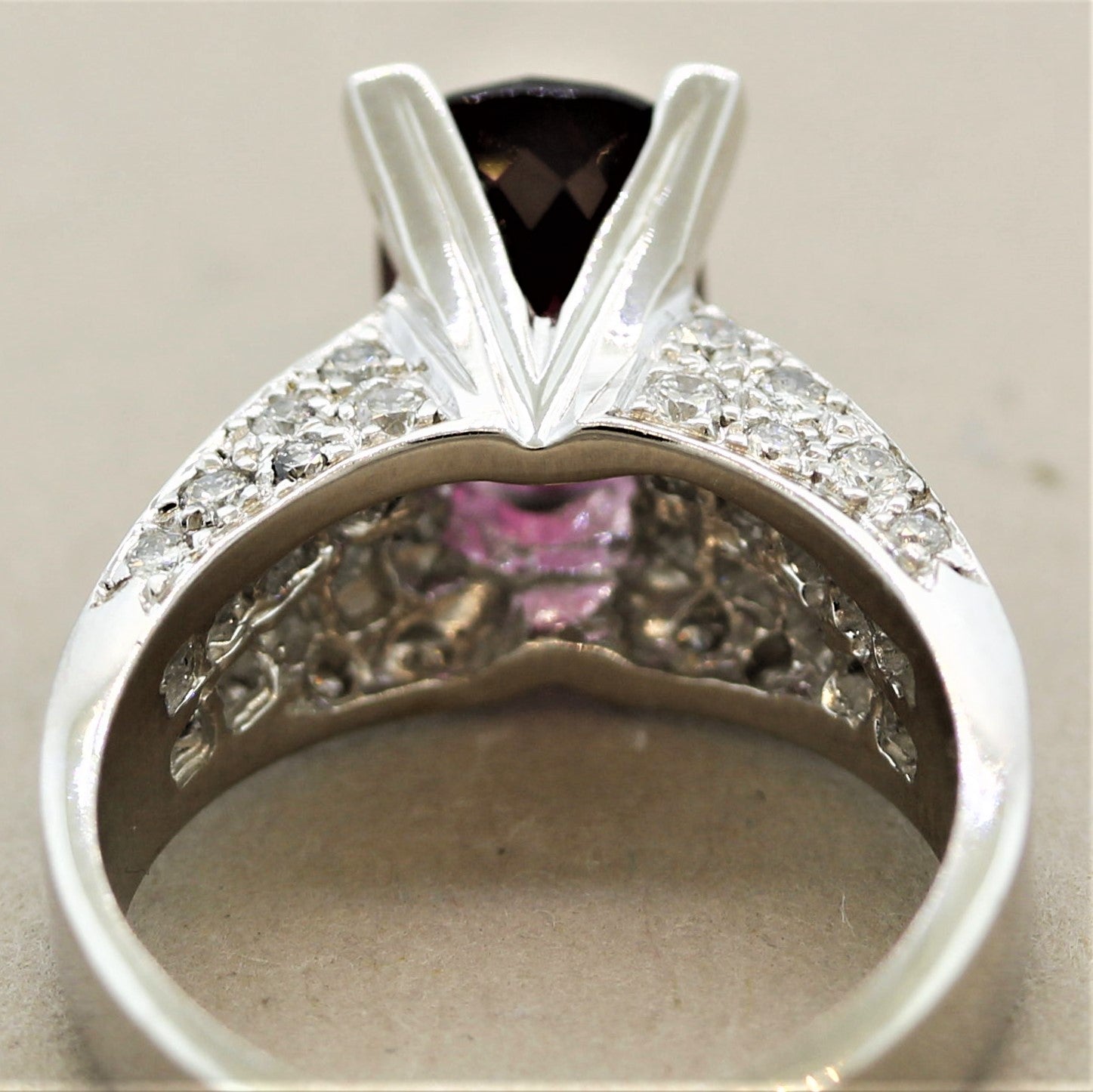 Fine Rhodolite Garnet Diamond Gold Ring