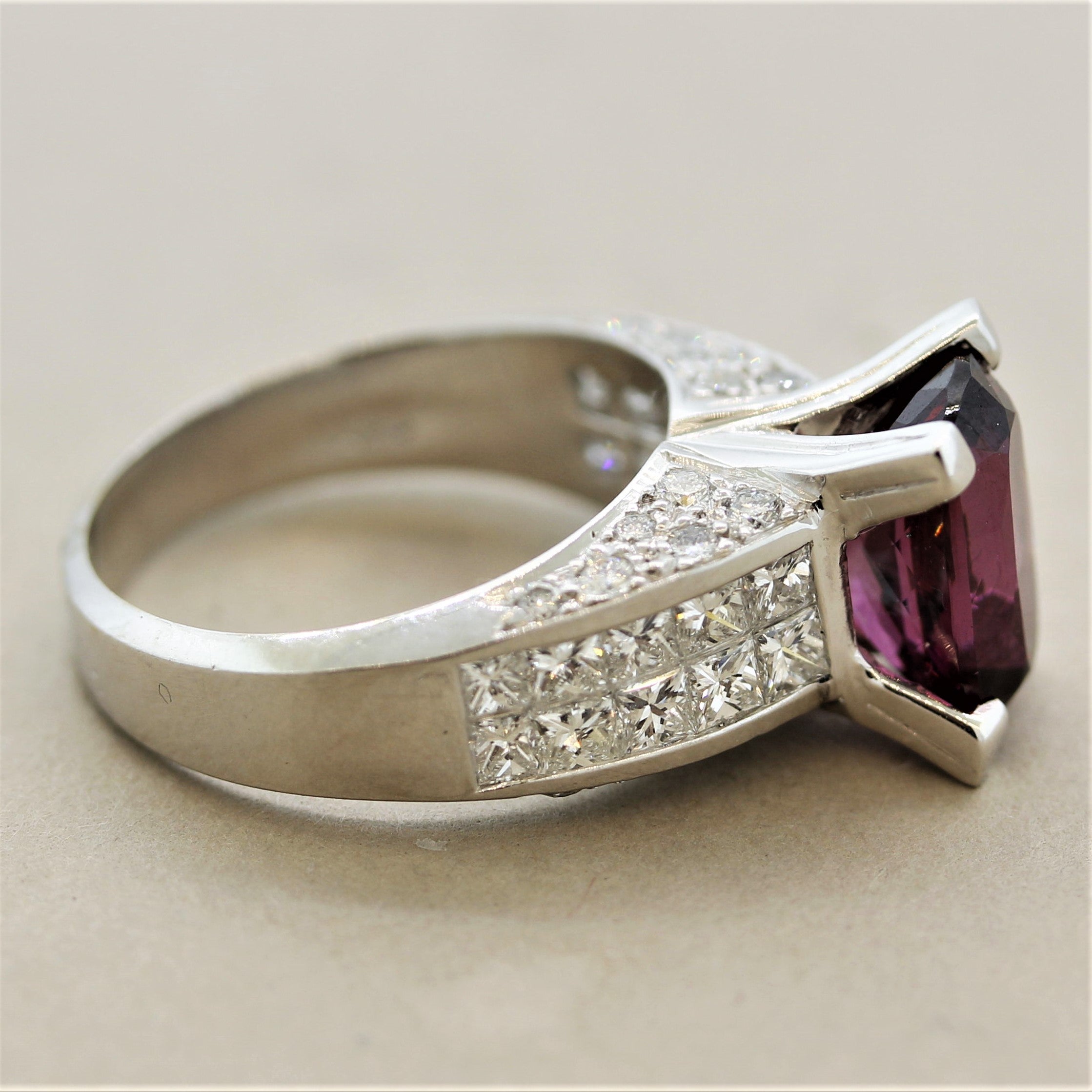 Fine Rhodolite Garnet Diamond Gold Ring