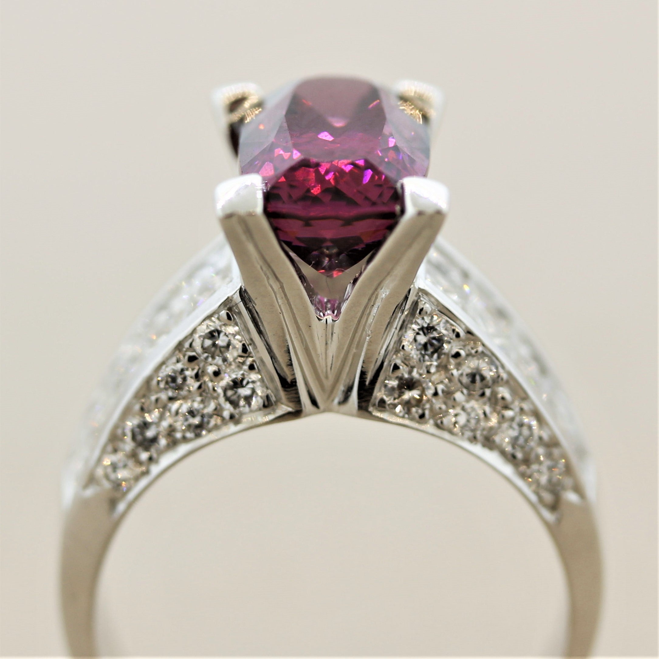 Fine Rhodolite Garnet Diamond Gold Ring