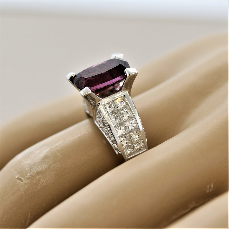 Fine Rhodolite Garnet Diamond Gold Ring