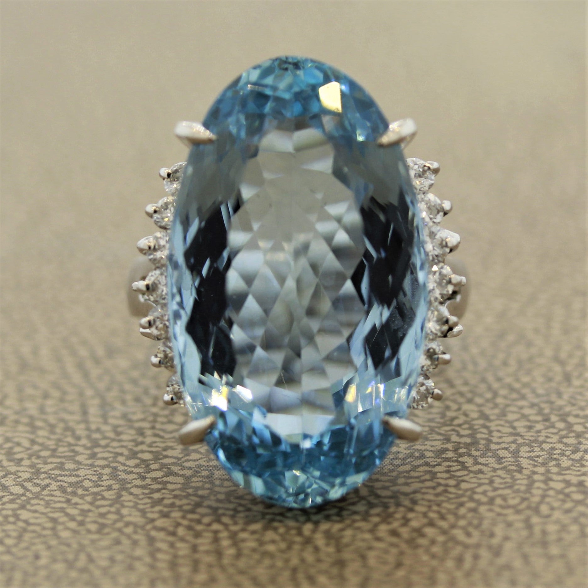 Aquamarine Diamond Platinum Cocktail Ring