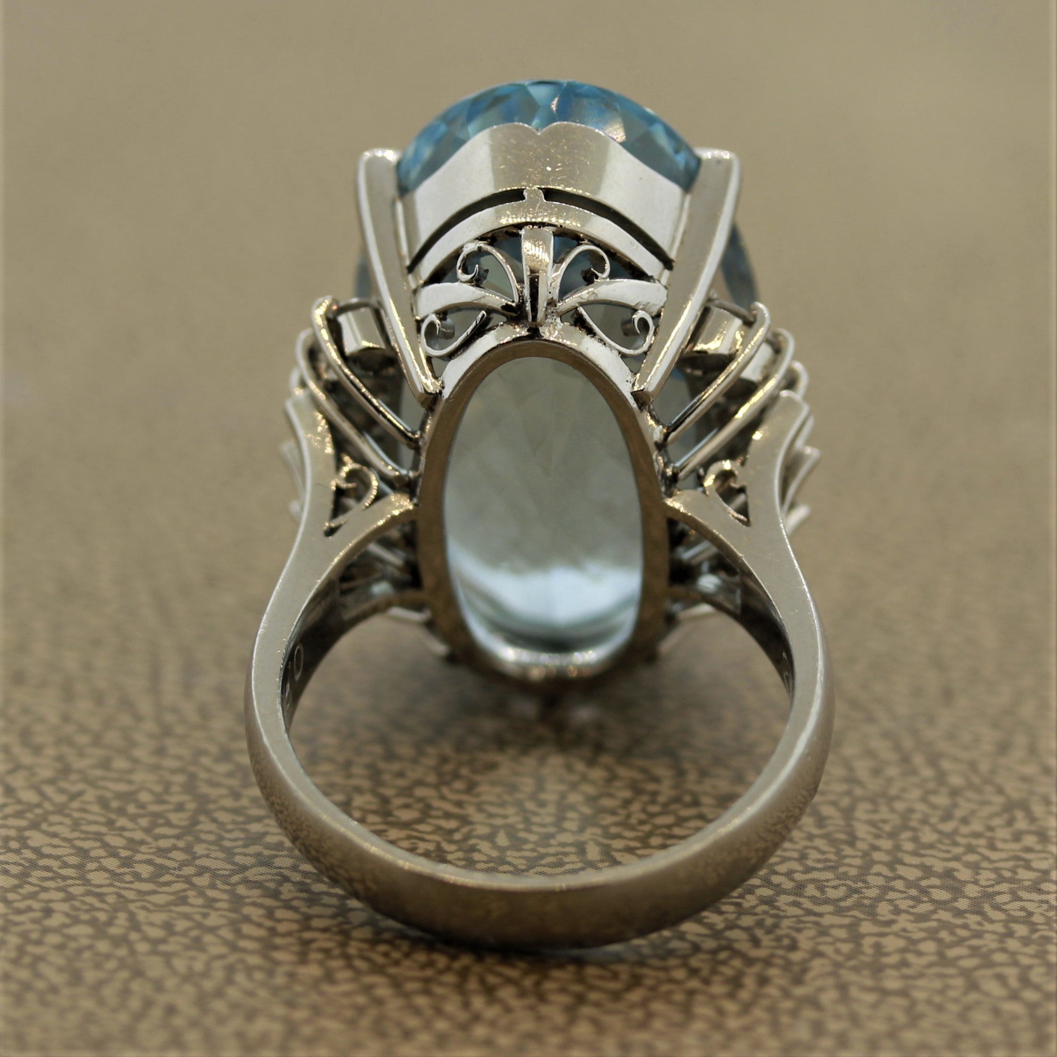 Aquamarine Diamond Platinum Cocktail Ring