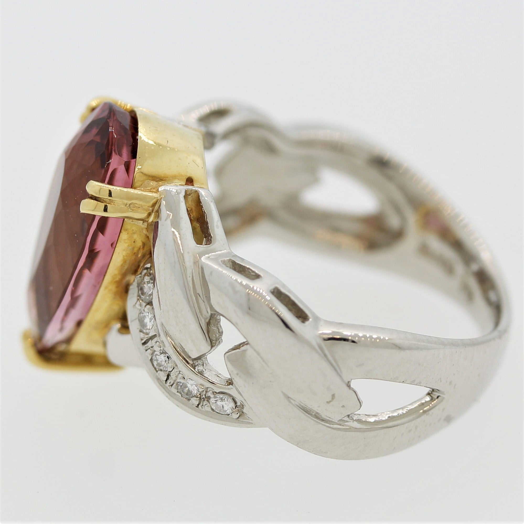 Pink Tourmaline Diamond Platinum & Gold Ring