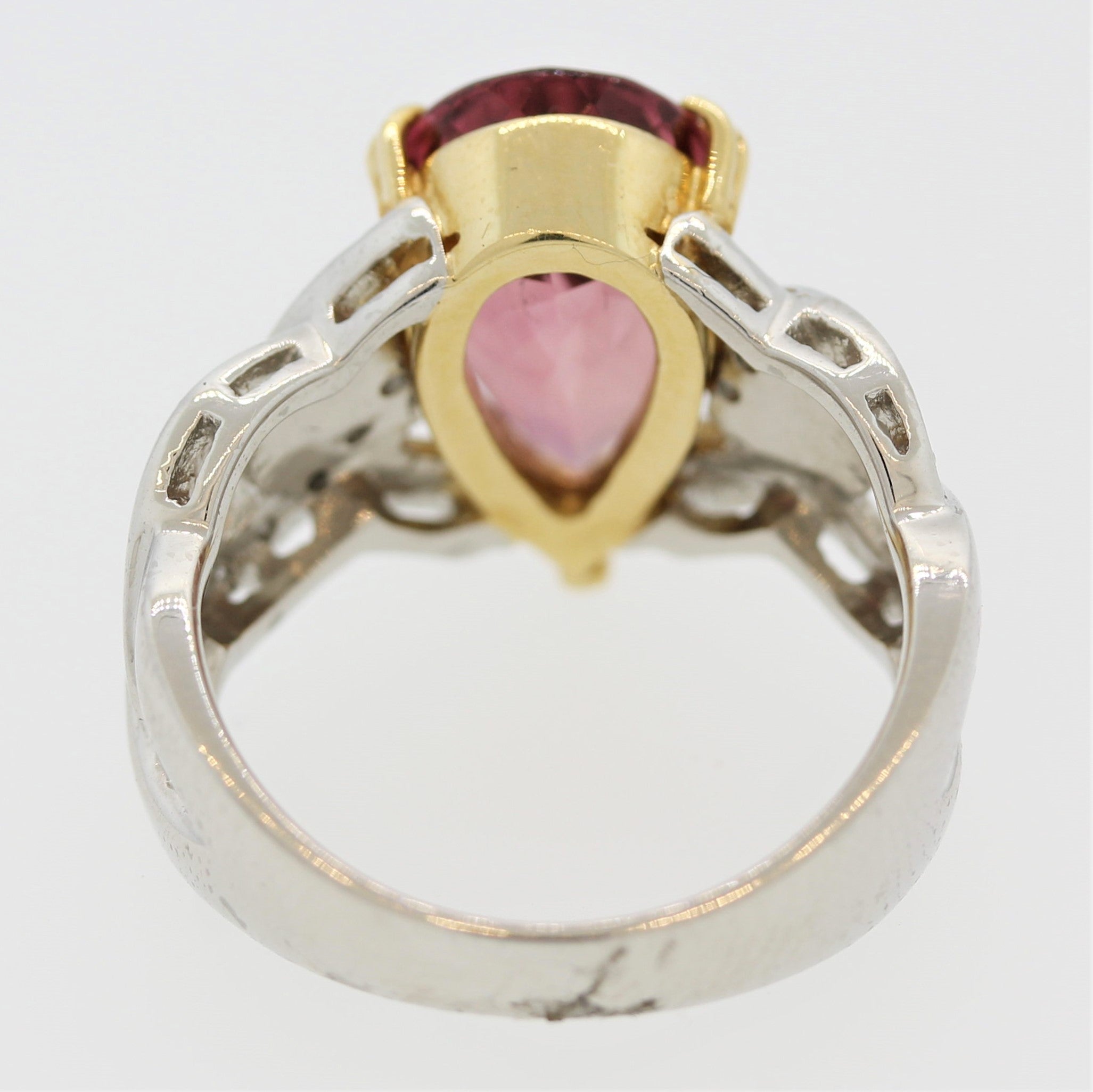 Pink Tourmaline Diamond Platinum & Gold Ring