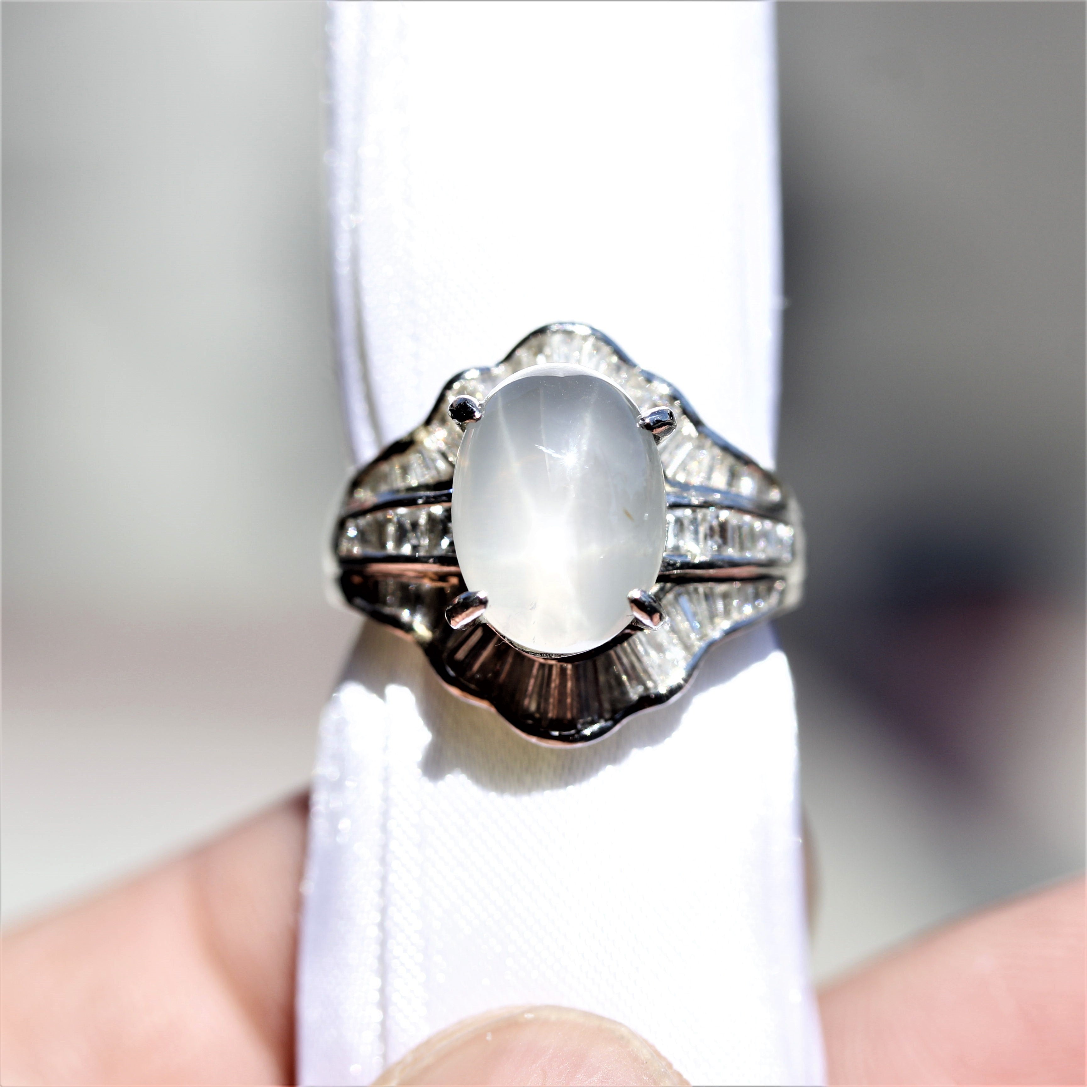 Star Sapphire Diamond Platinum ring