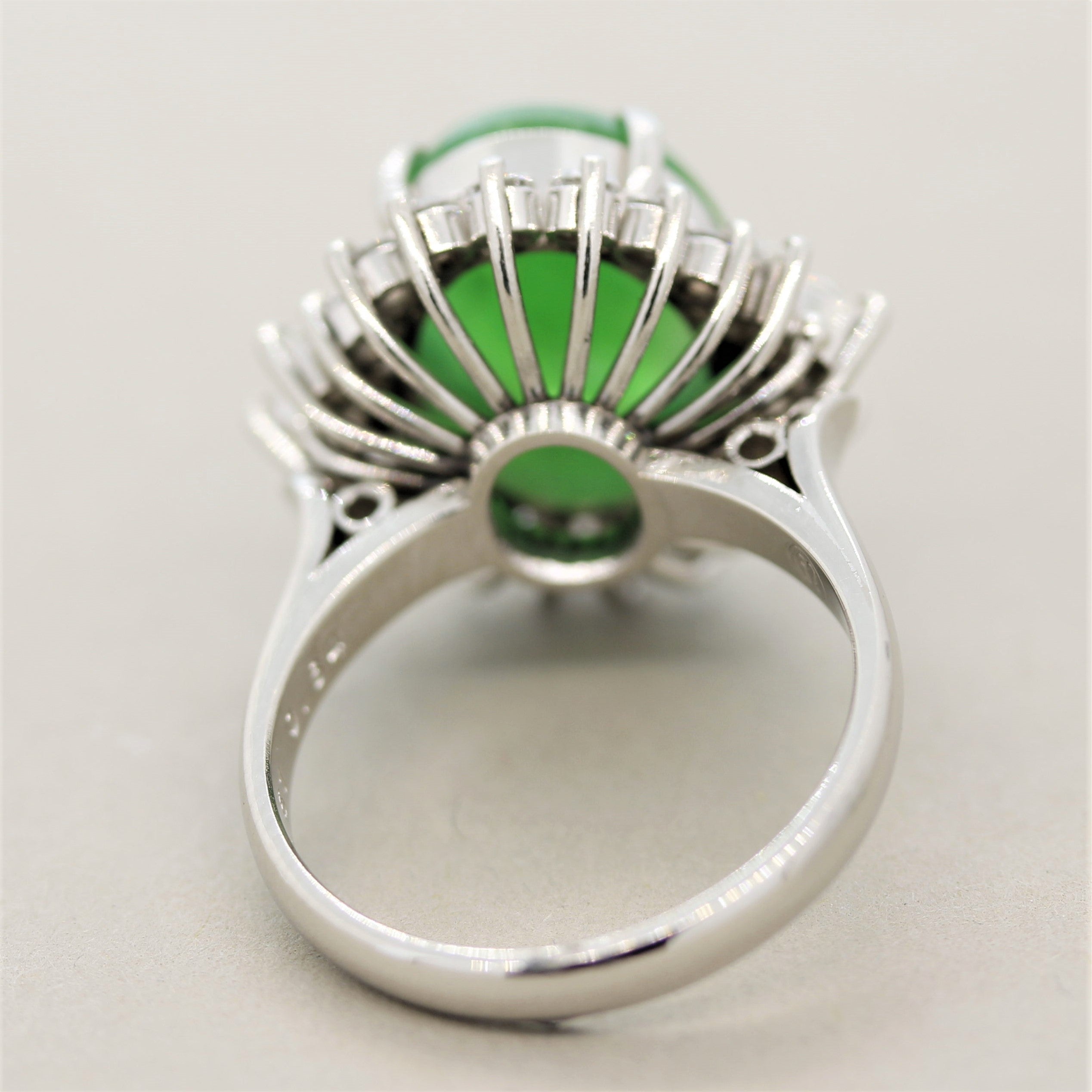 Jadeite Jade Diamond Platinum Cocktail Ring