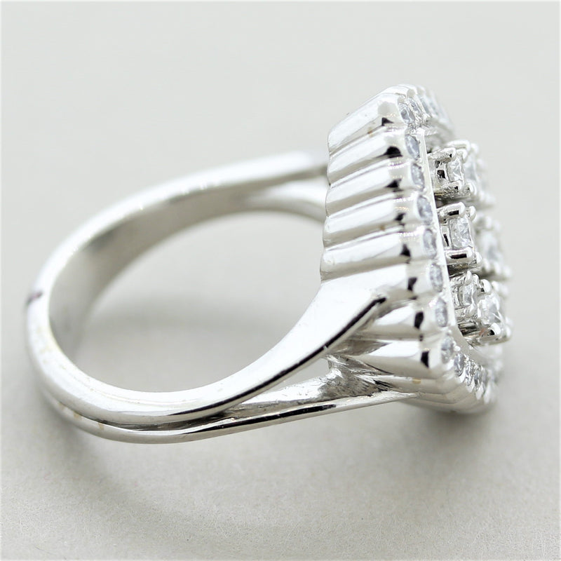 Diamond Cluster Platinum Fashion Ring
