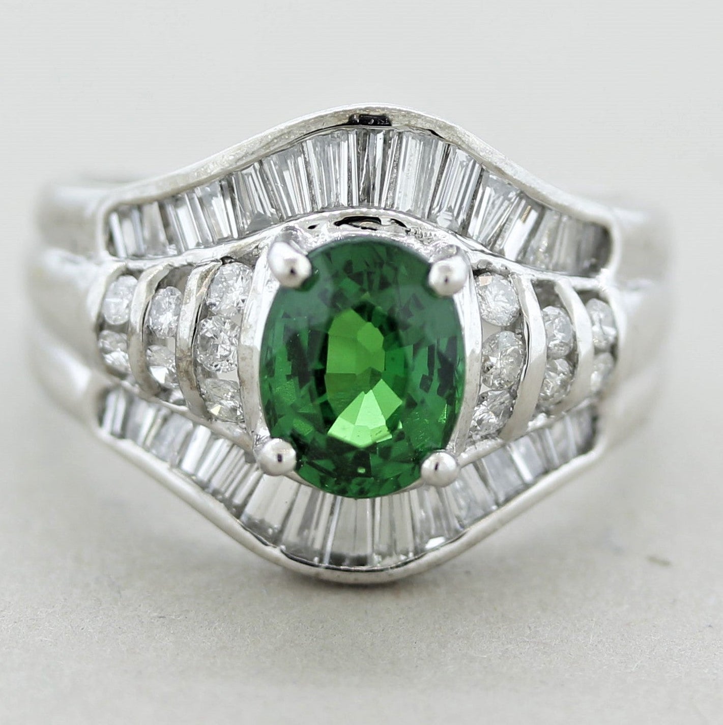 Tsavorite Garnet Diamond Platinum Ring