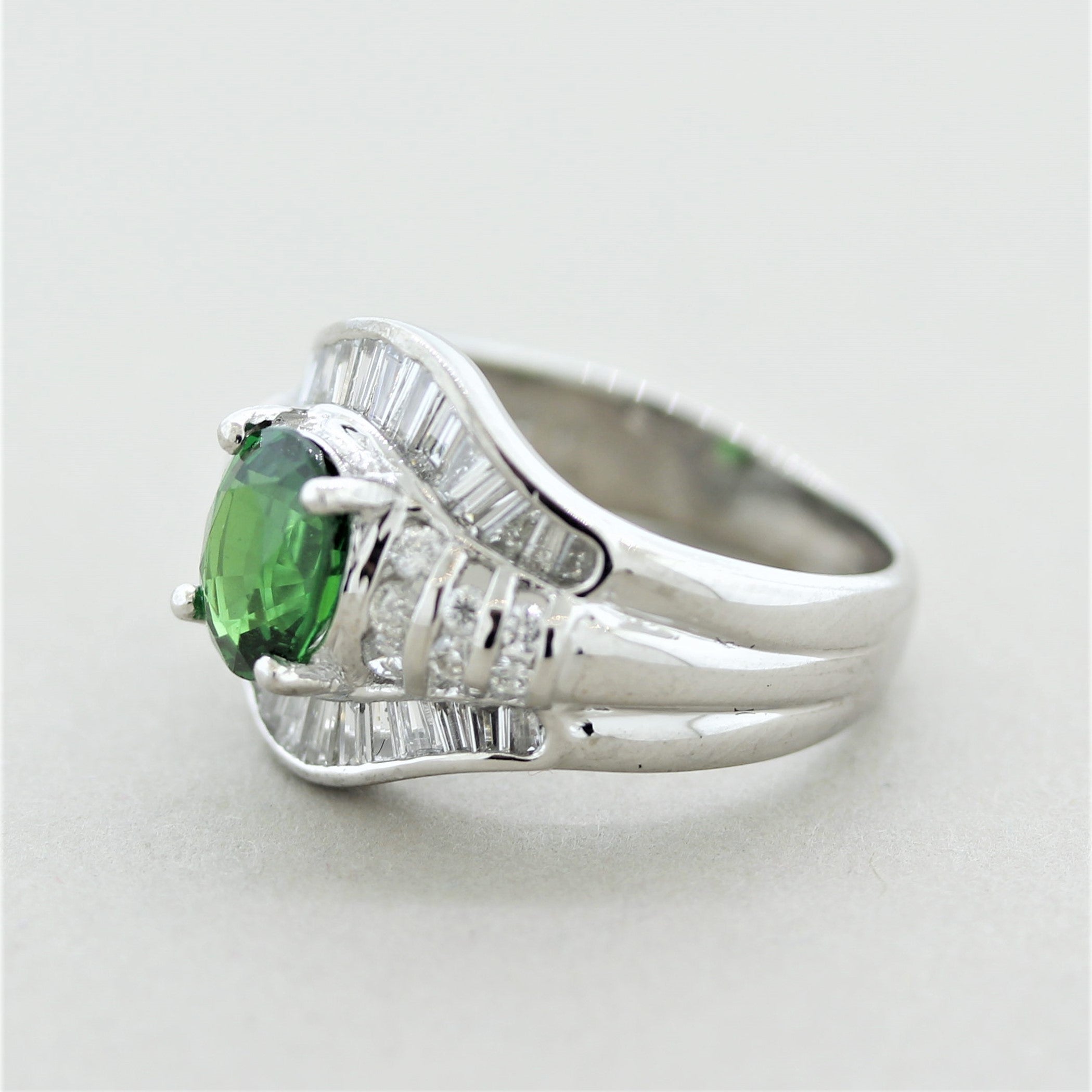 Tsavorite Garnet Diamond Platinum Ring