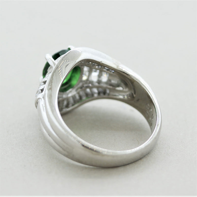 Tsavorite Garnet Diamond Platinum Ring