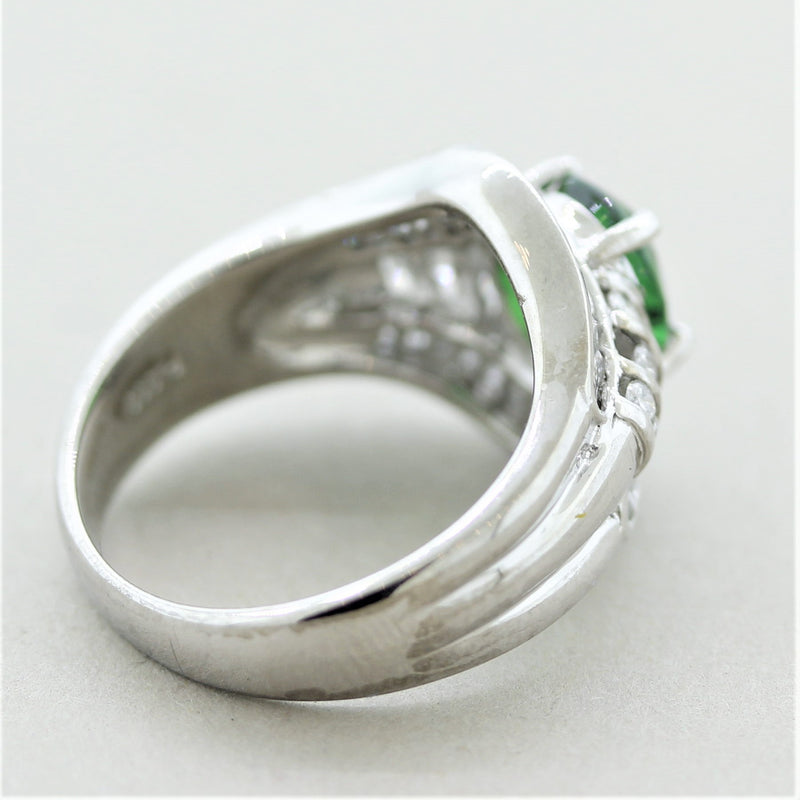 Tsavorite Garnet Diamond Platinum Ring