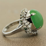 Large Jadeite Jade Diamond Platinum Cocktail Ring