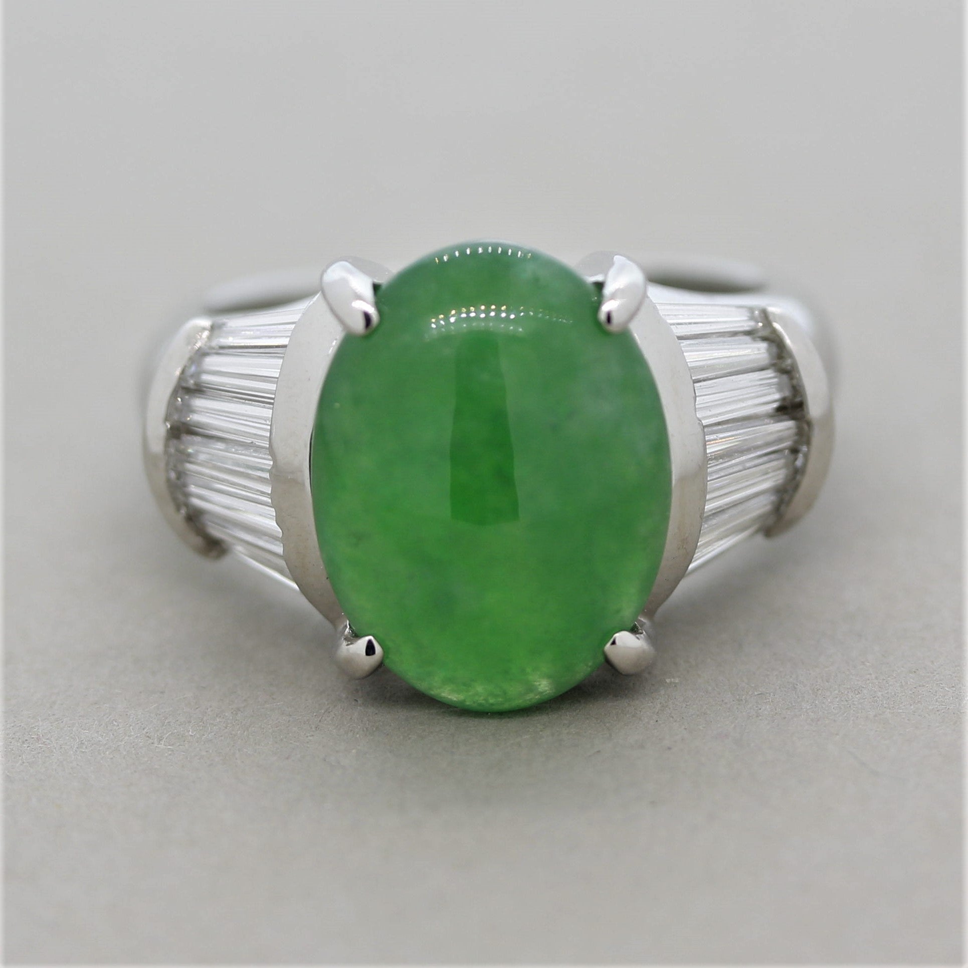 Jadeite Jade Diamond Platinum Ring