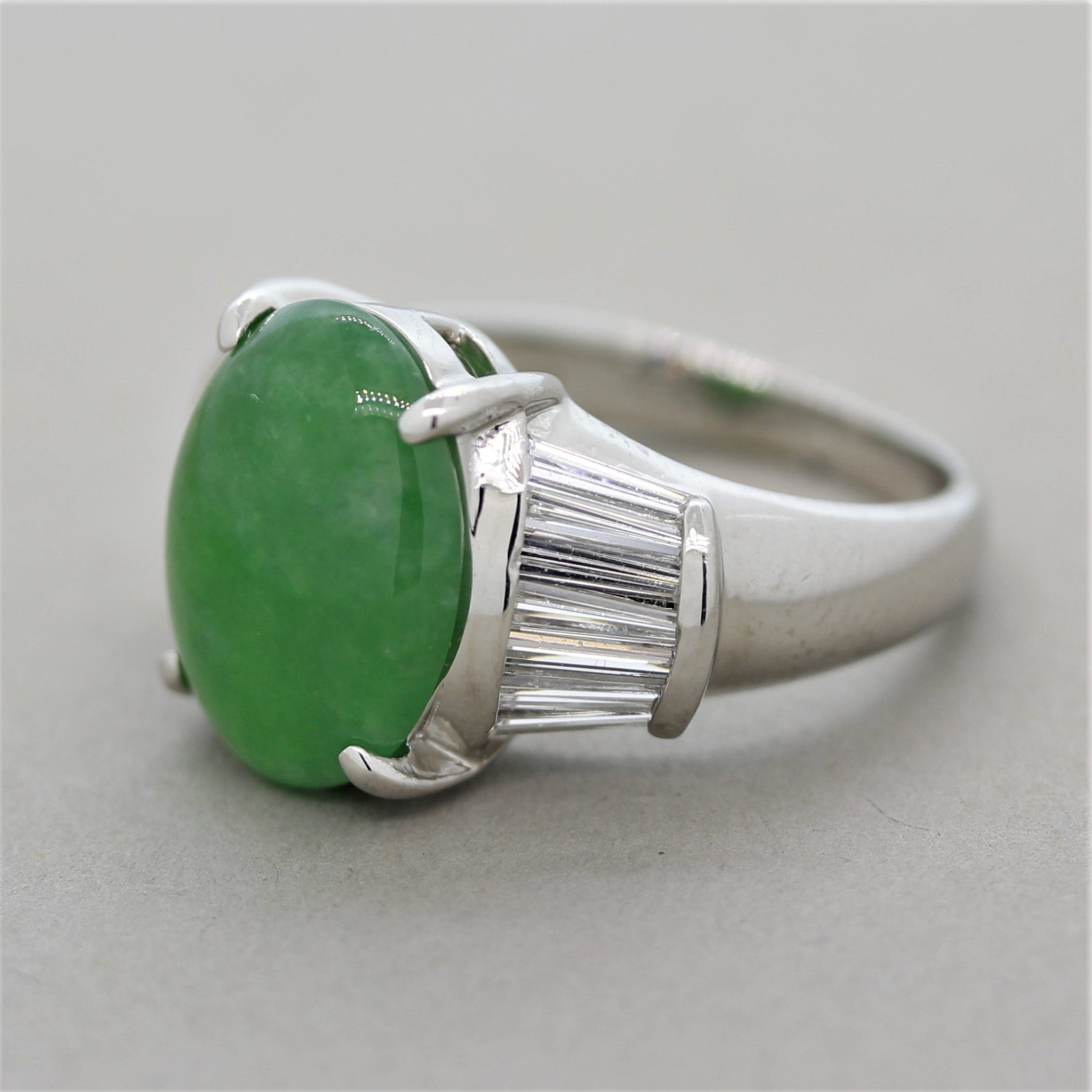 Jadeite Jade Diamond Platinum Ring