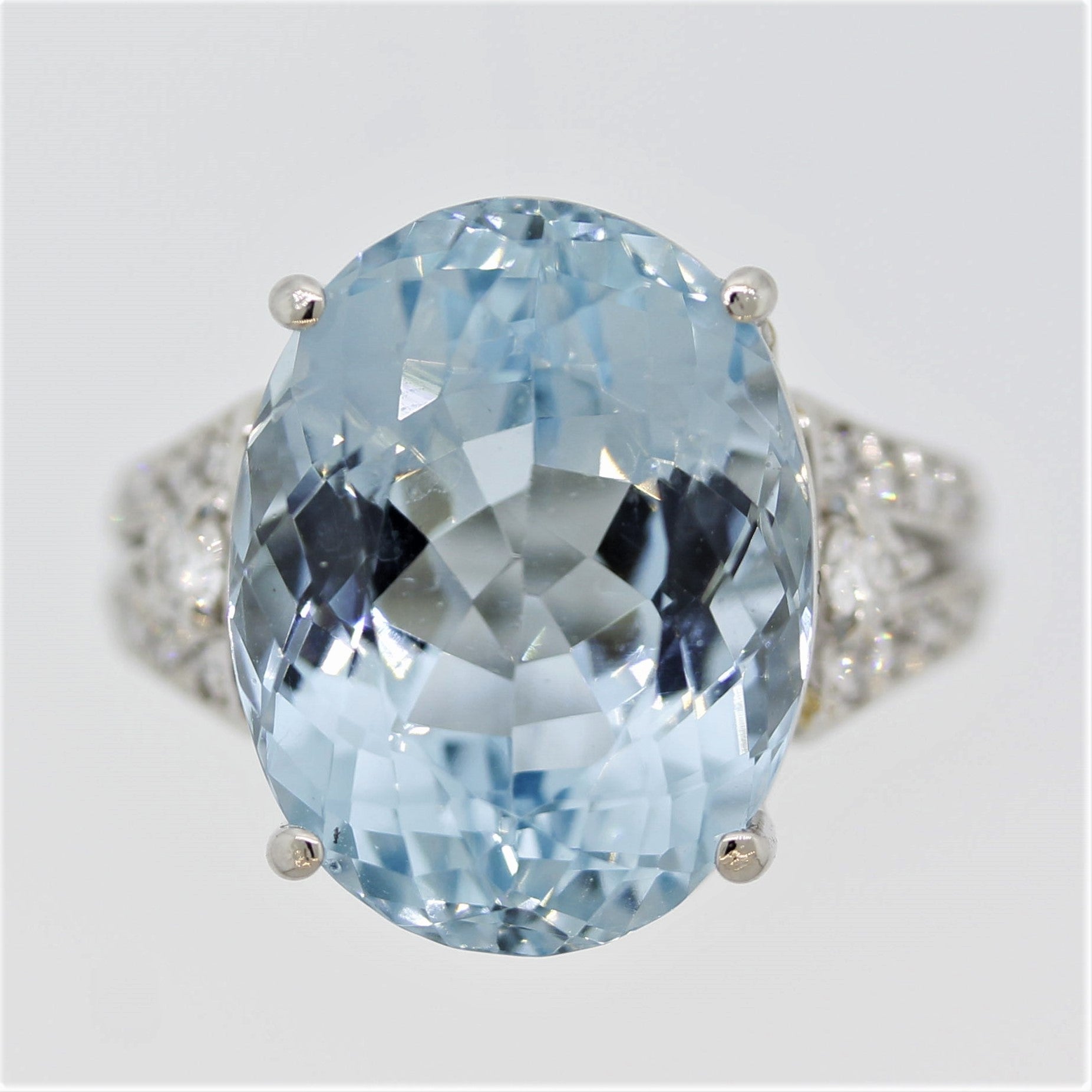 Aquamarine Diamond Platinum Cocktail Ring