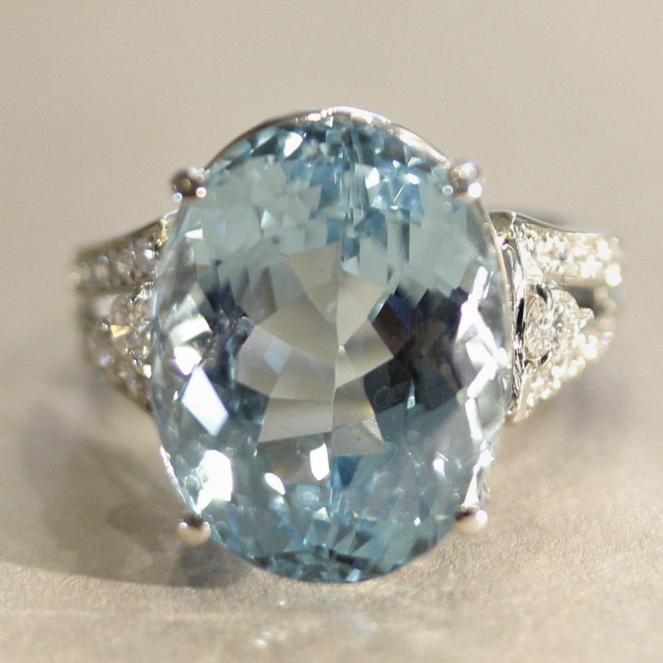 Aquamarine Diamond Platinum Cocktail Ring