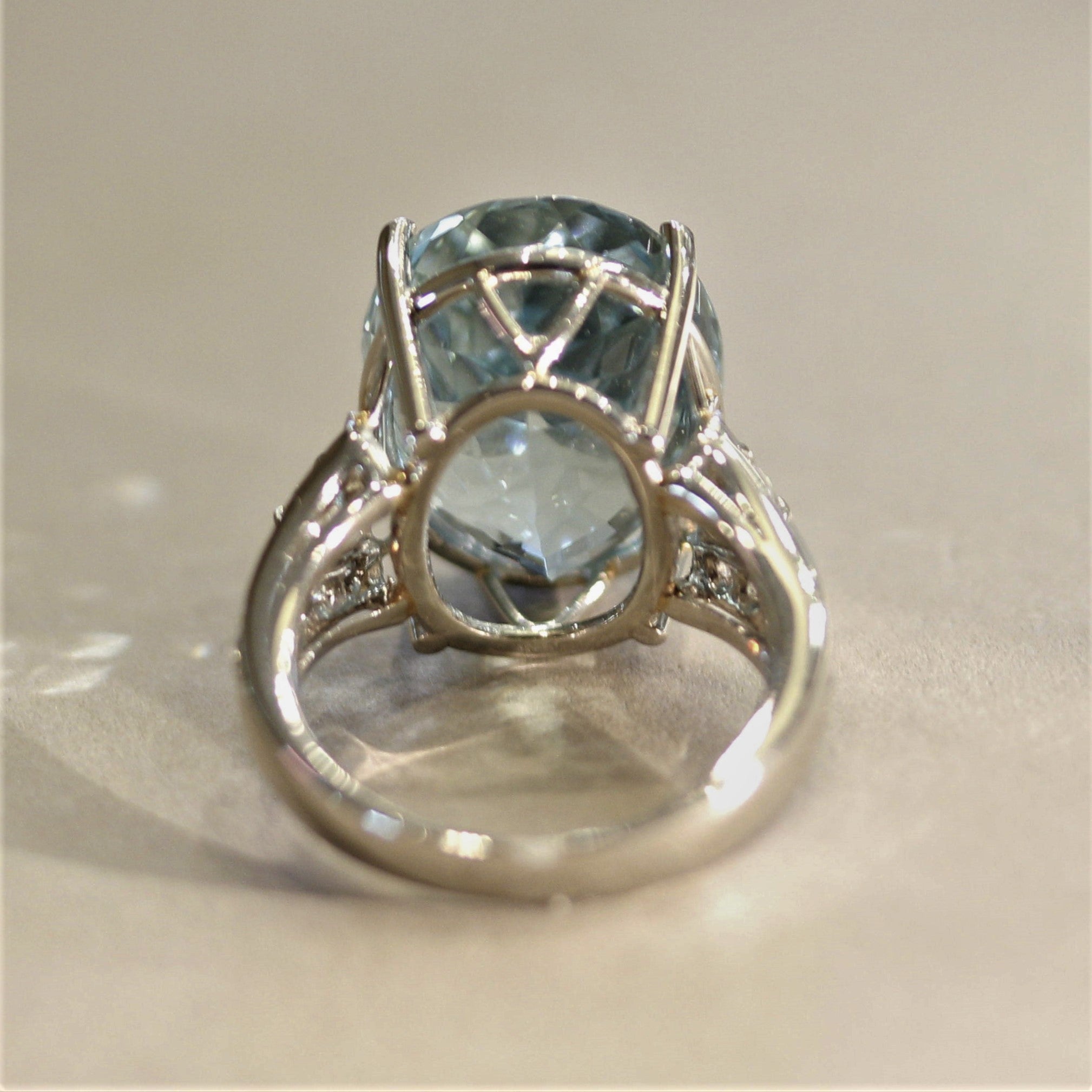 Aquamarine Diamond Platinum Cocktail Ring