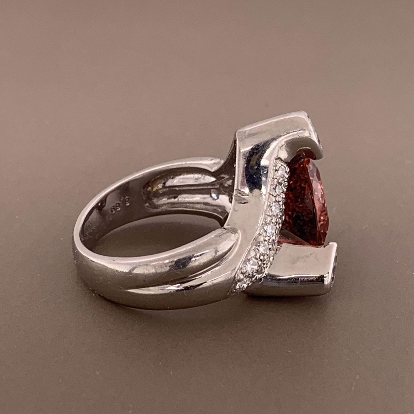 Pink Tourmaline Diamond Platinum Ring