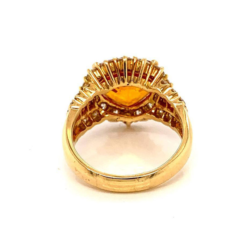 7.66 Carat Orange Sapphire Diamond Gold Ring
