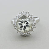 White Sapphire Diamond Platinum Ring