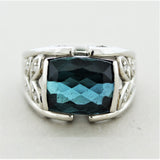 Indicolite Tourmaline Diamond Platinum Ring