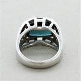 Indicolite Tourmaline Diamond Platinum Ring