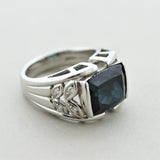 Indicolite Tourmaline Diamond Platinum Ring