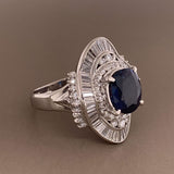 Blue Sapphire Diamond Platinum Cocktail Ring