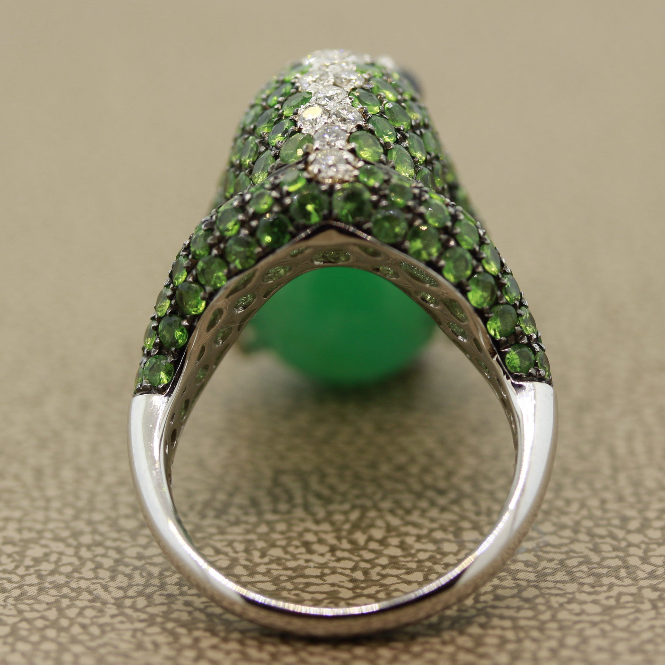 Tsavorite Diamond Sapphire Jade Gold Frog Ring