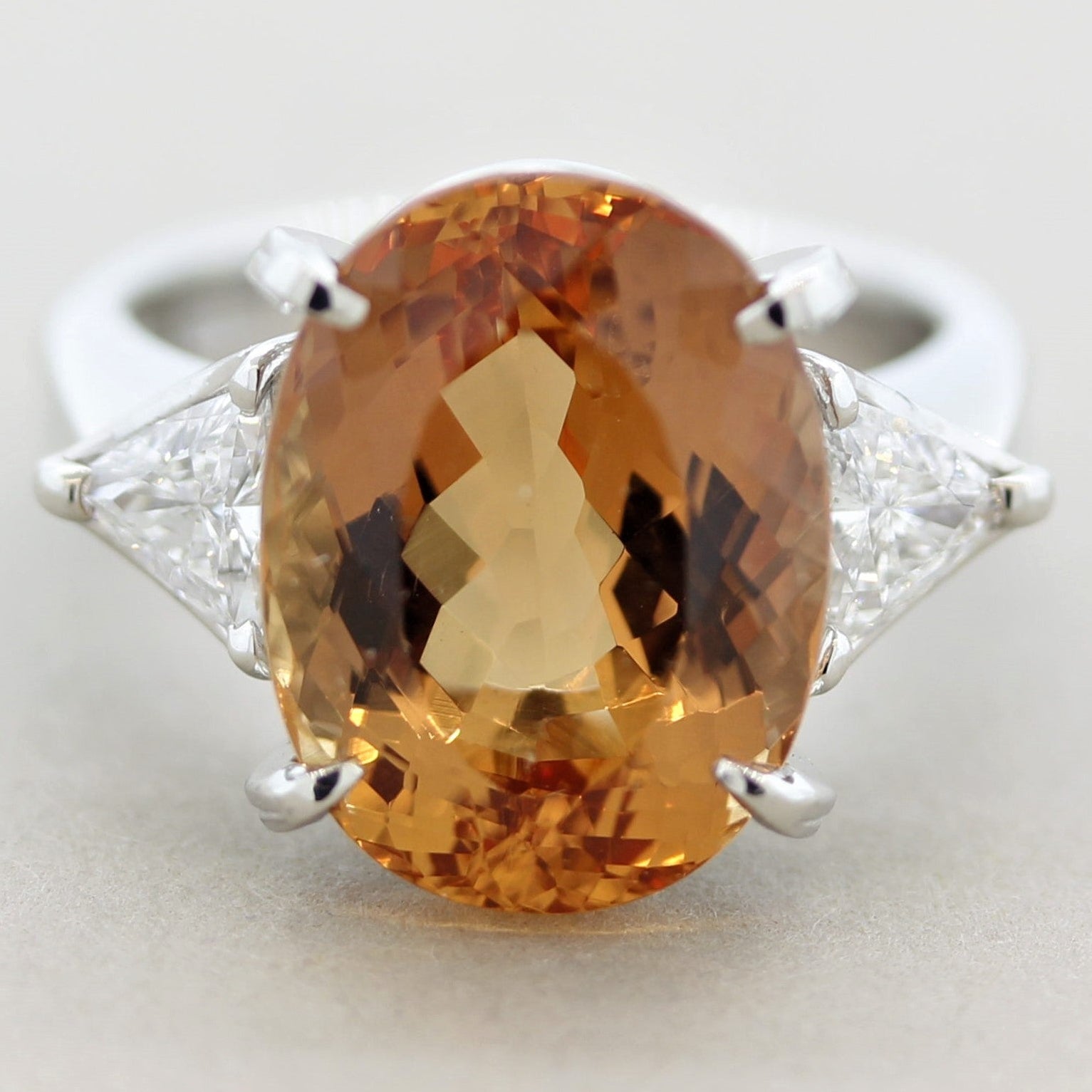 Imperial Topaz Diamond 3-Stone Platinum Ring