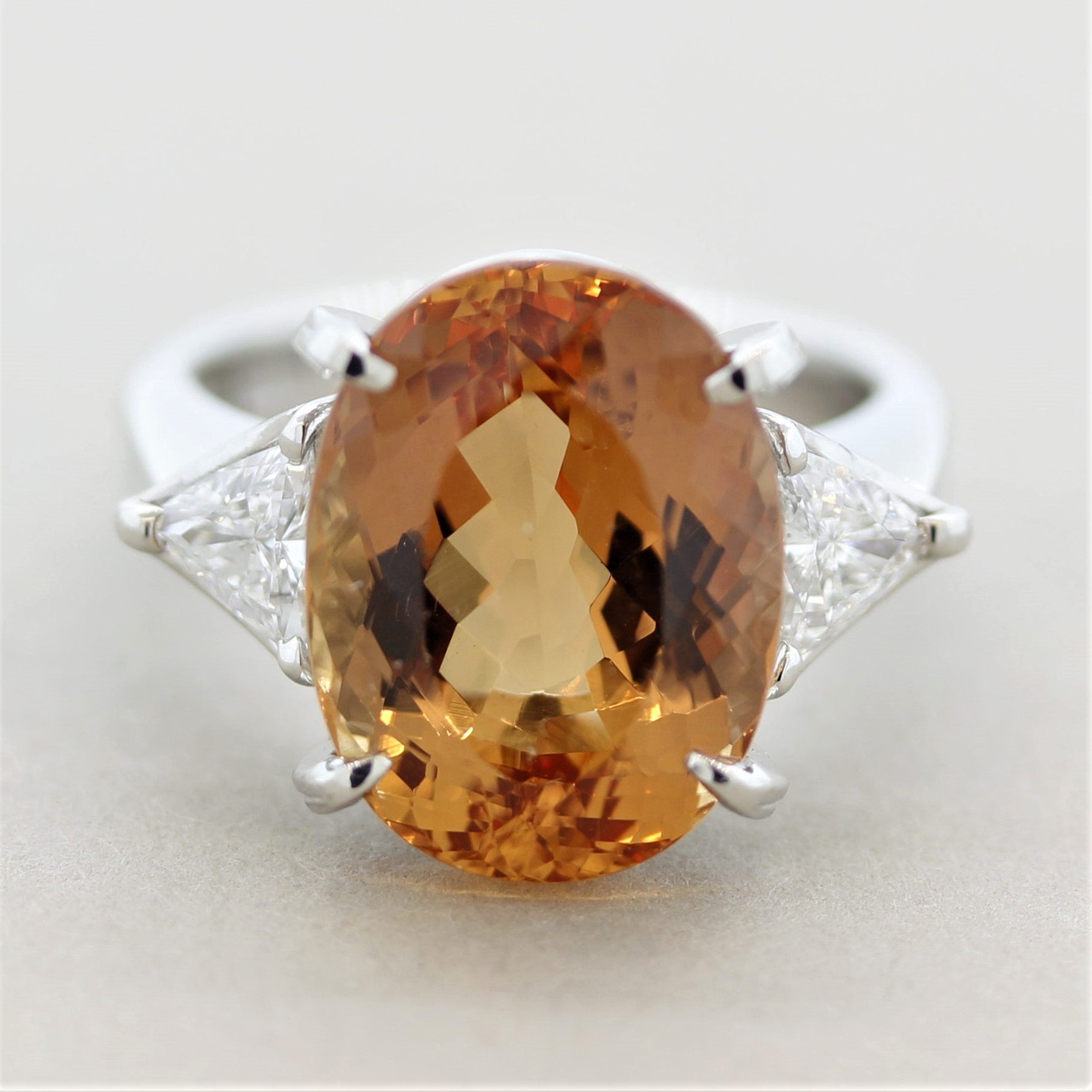 Imperial Topaz Diamond 3-Stone Platinum Ring