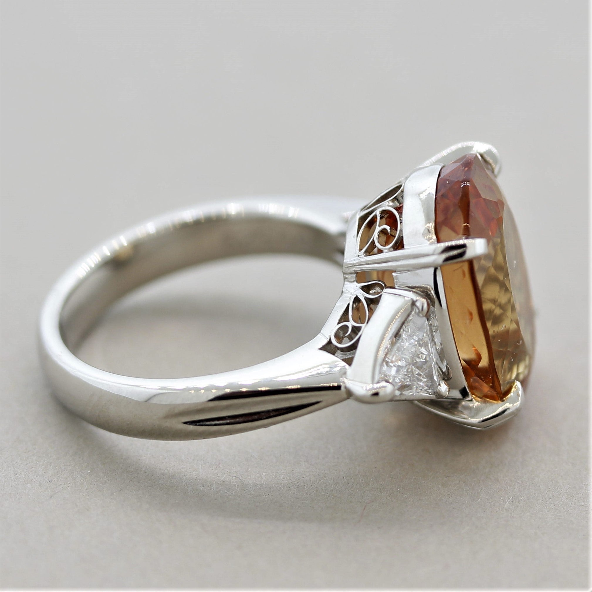 Imperial Topaz Diamond 3-Stone Platinum Ring