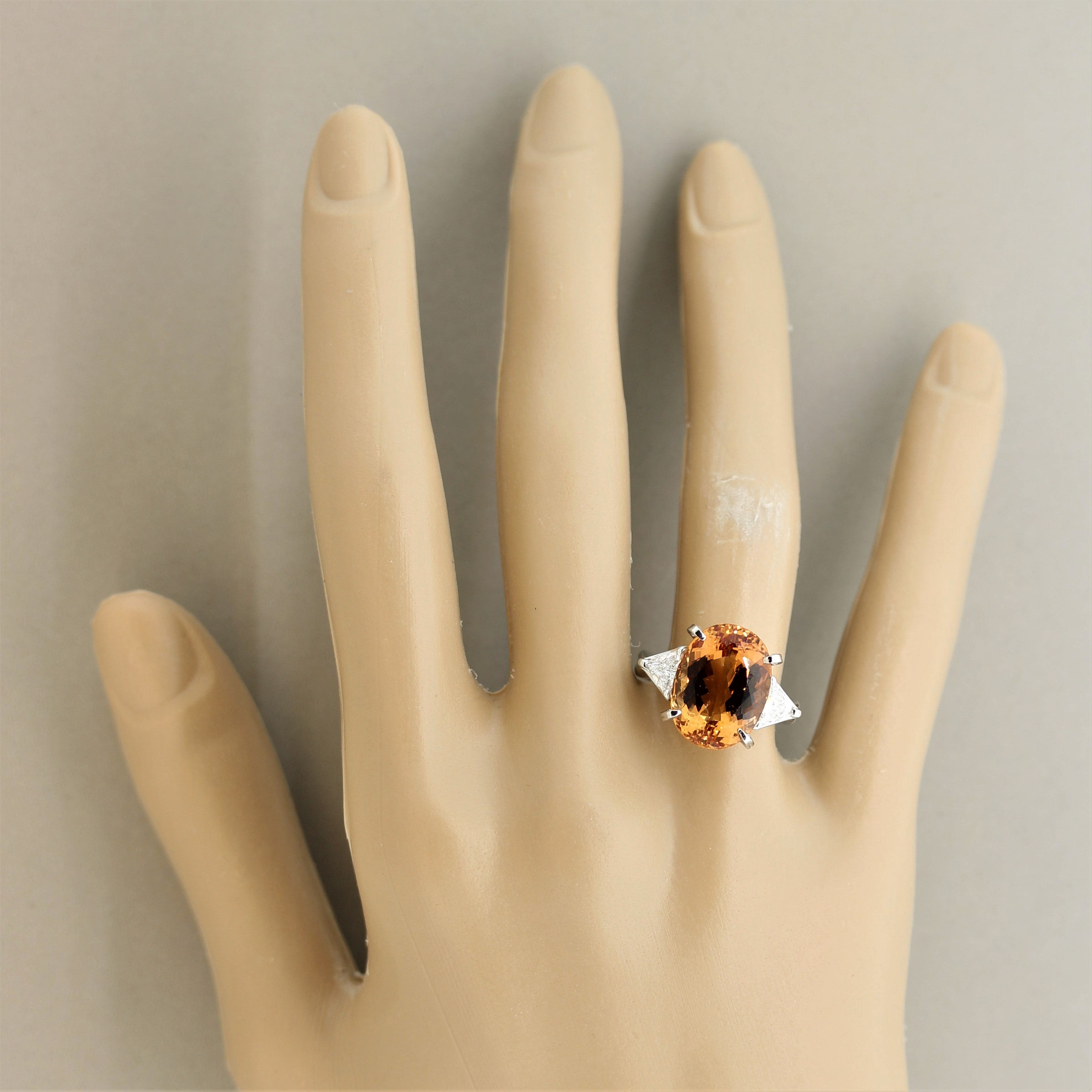 Imperial Topaz Diamond 3-Stone Platinum Ring