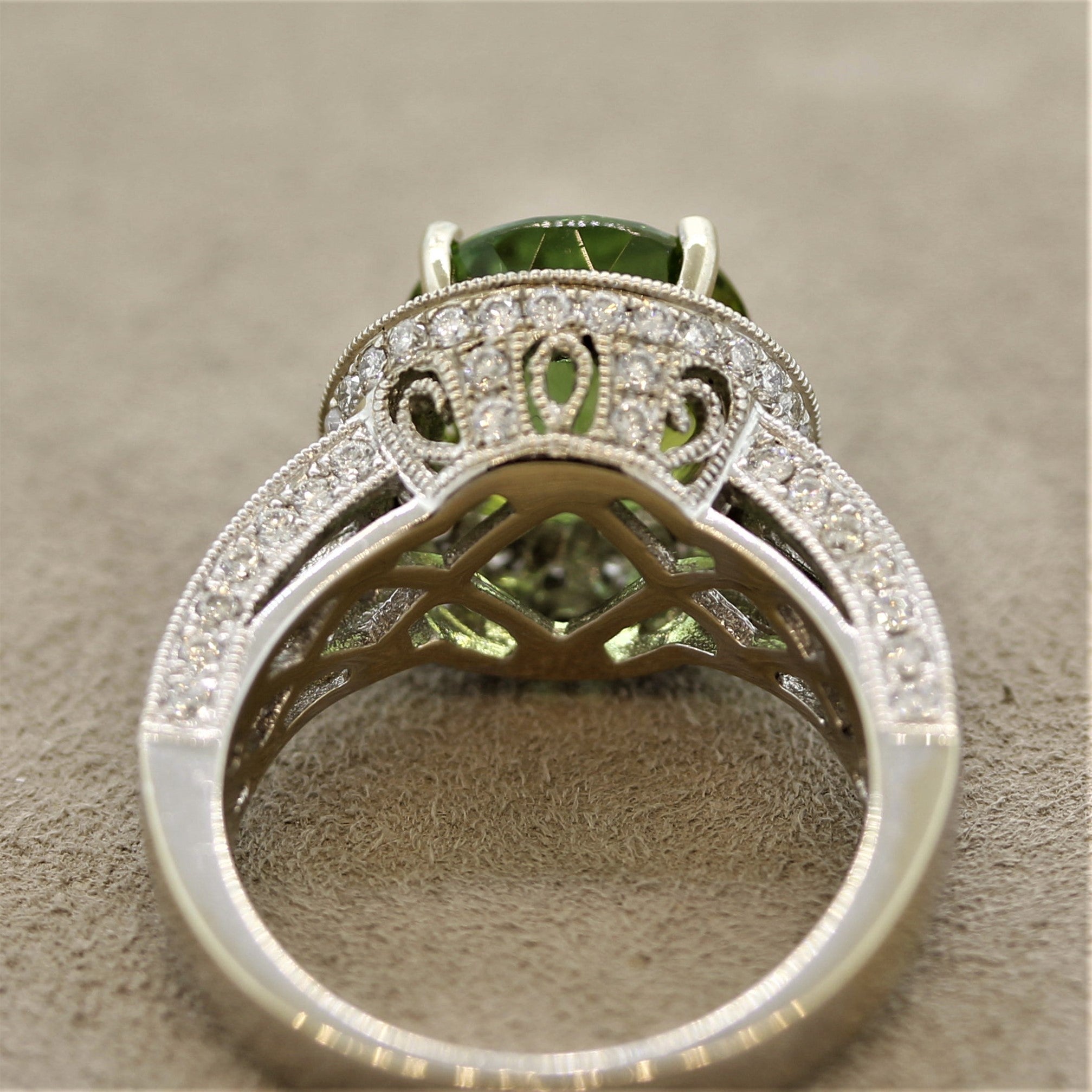 Green Tourmaline Diamond Gold Ring