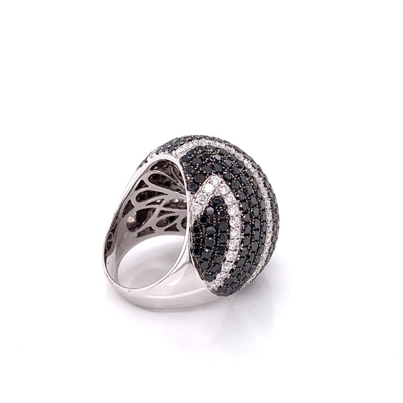 Black and White Diamond Gold Dome Ring