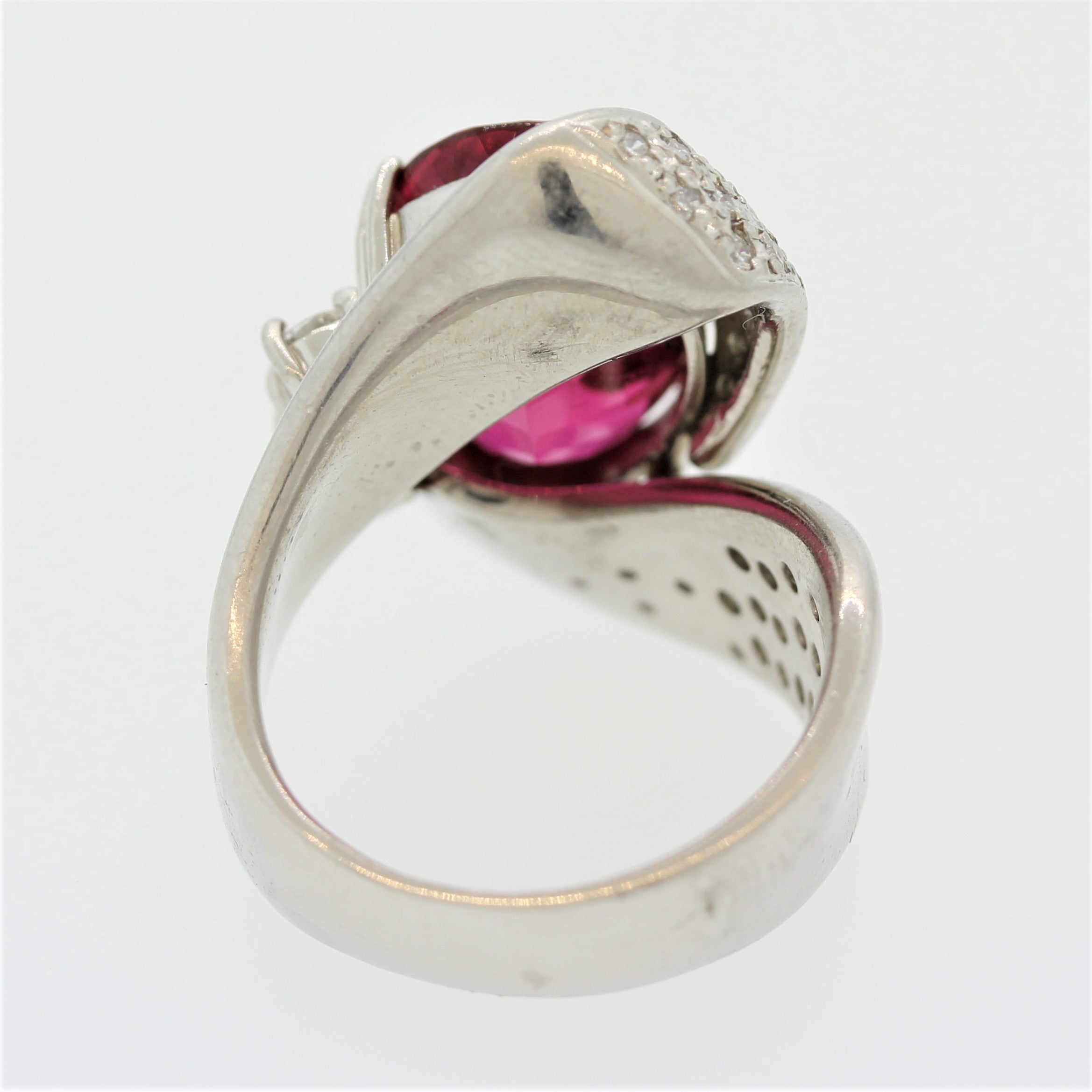 Rubellite Tourmaline Diamond Platinum Ring