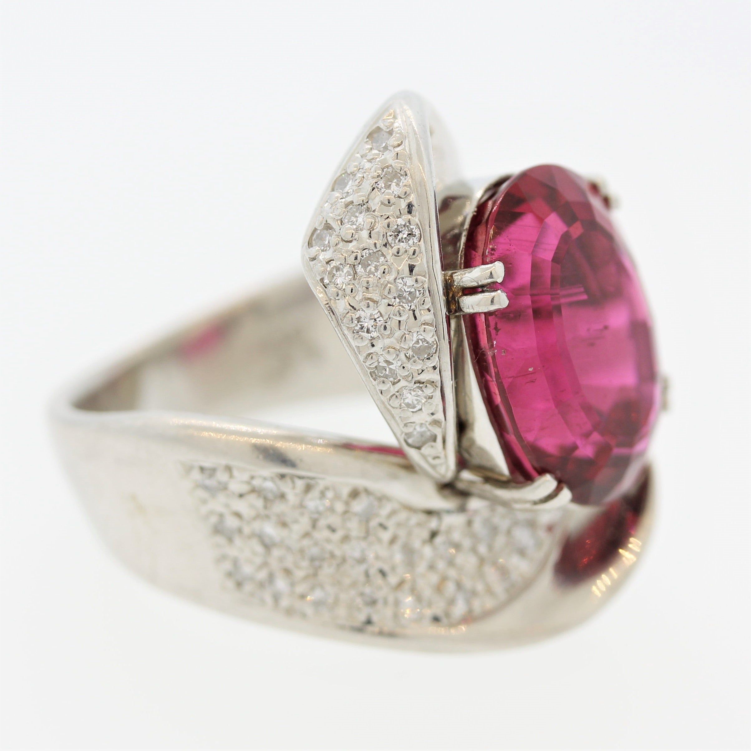 Rubellite Tourmaline Diamond Platinum Ring