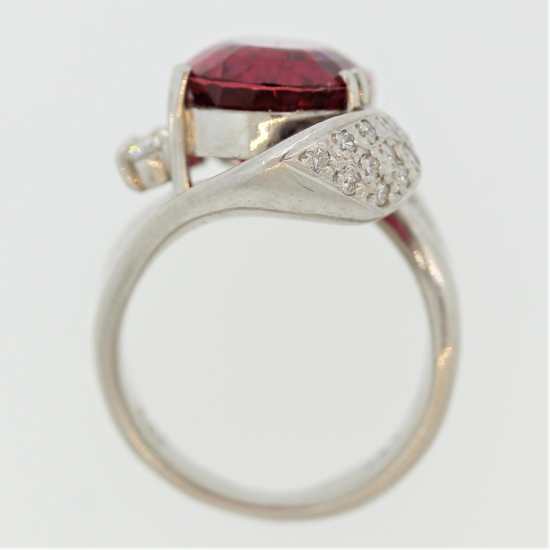 Rubellite Tourmaline Diamond Platinum Ring