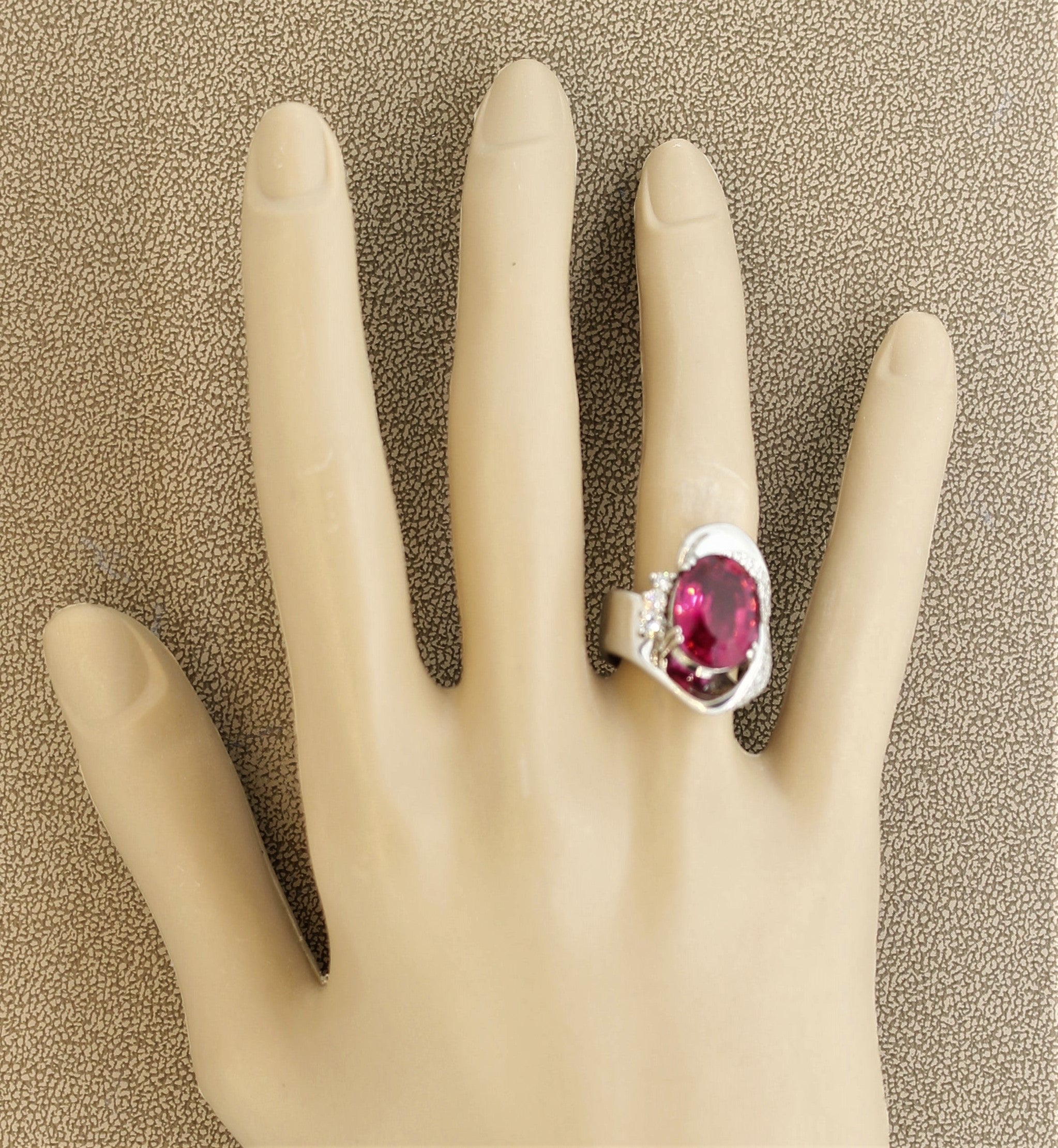 Rubellite Tourmaline Diamond Platinum Ring