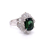 Green Sapphire Diamond Platinum Ring