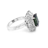 Green Sapphire Diamond Platinum Ring
