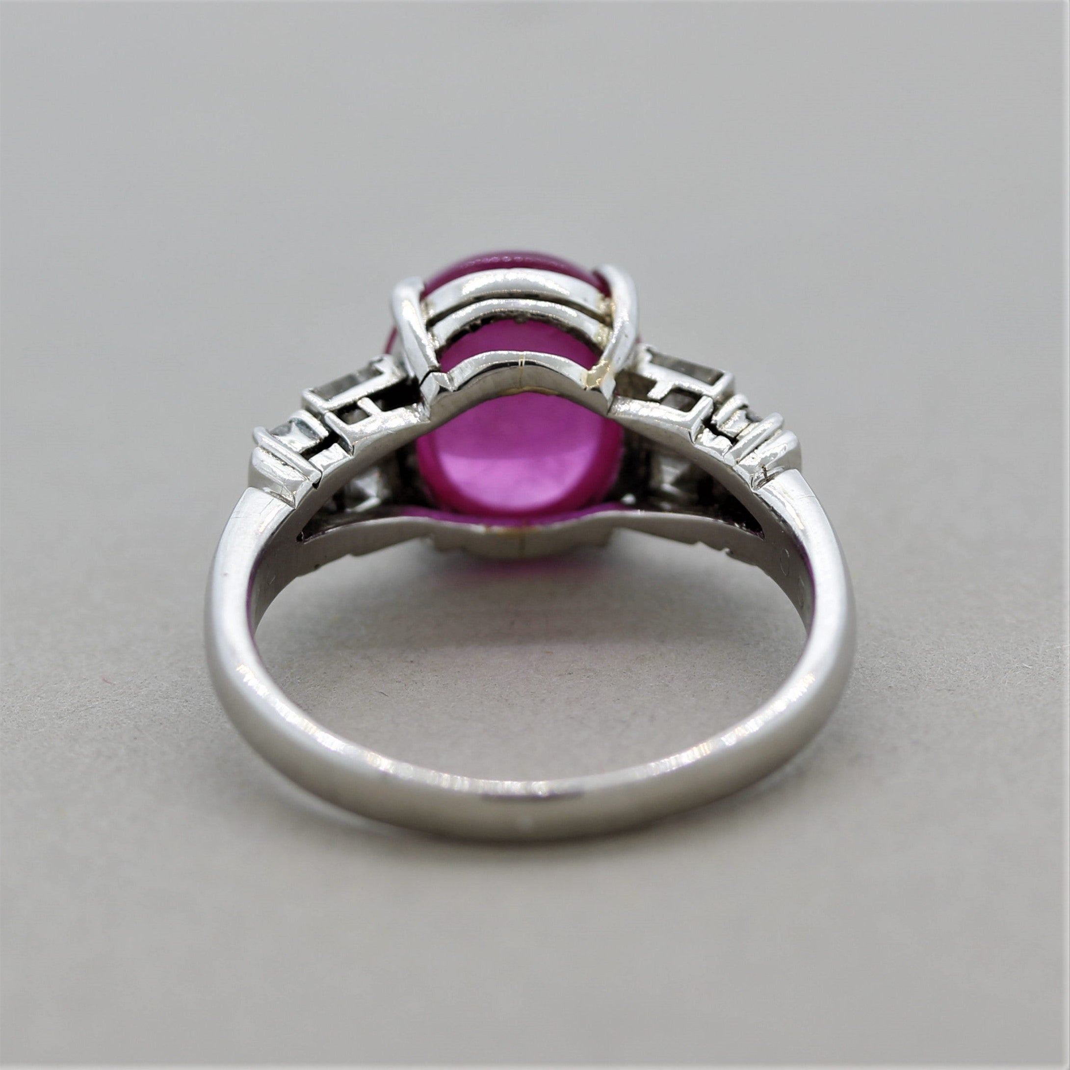 Cabochon Ruby Diamond Platinum Ring