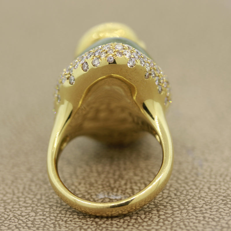 Green Tourmaline Diamond Gold Swan Ring