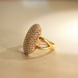 Diamond Pave Navette-Style Gold Ring